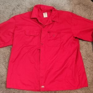 Dickies Red Short Sleeve Button-Up Shirt
